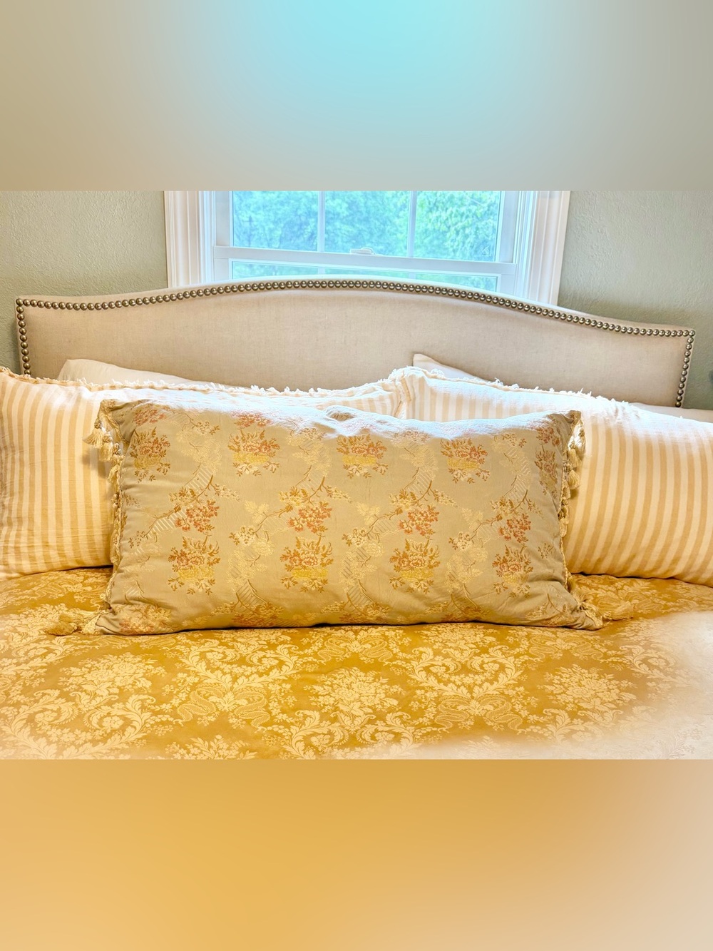 ABC Carpet vintage silk Floral Decorative Pillow with Tassels